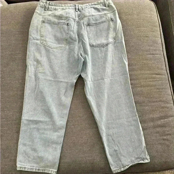 🎆 SHEIN high waisted distressed mom jean light wash XL tapered leg non-stretch - Picture 7 of 11